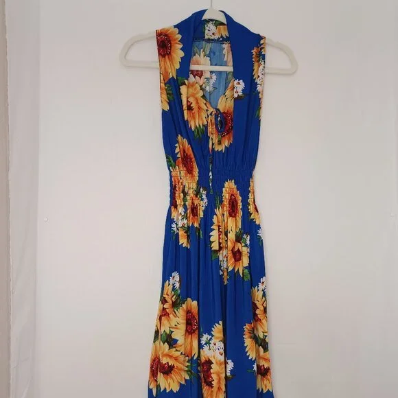Women's Jensemingxia Sunflower Midi Spring/Summer Dress Size Med Very Stretchy - Picture 1 of 7